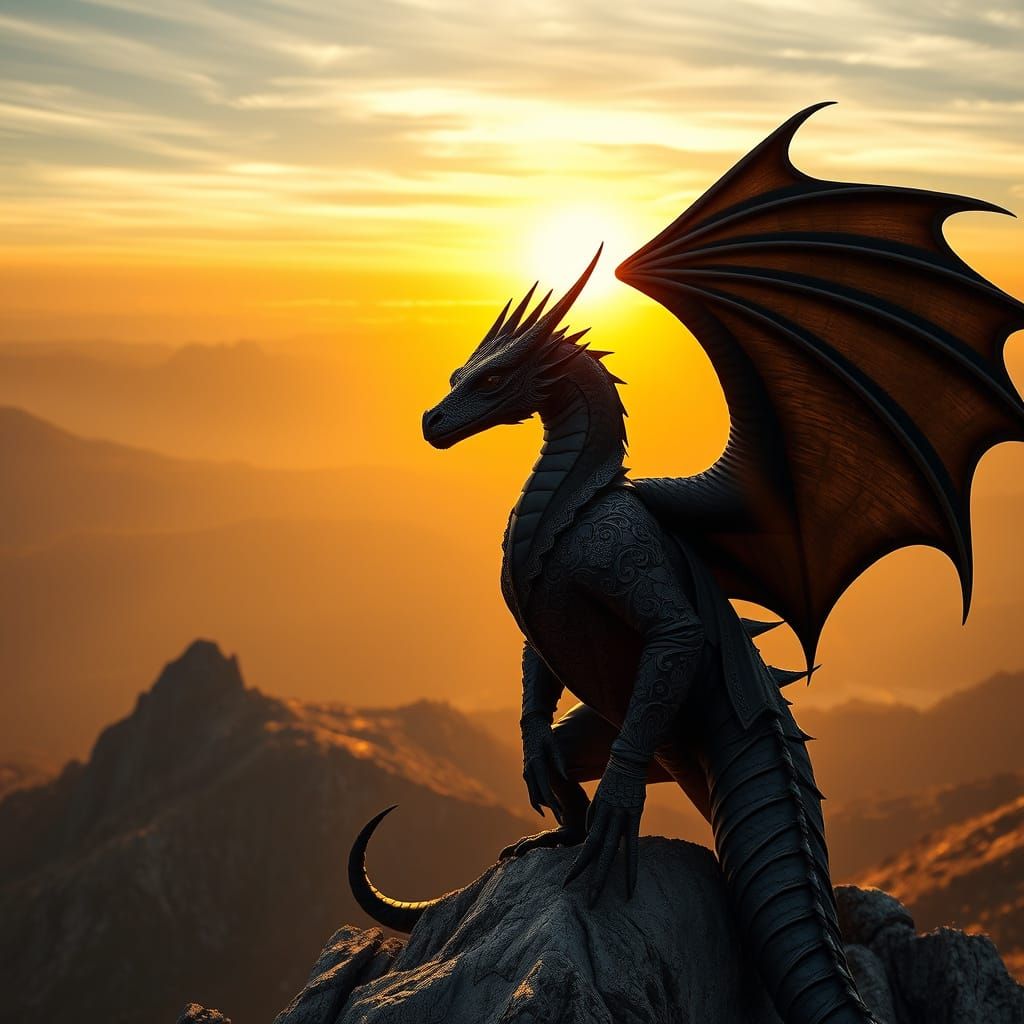 Regal Dragon in Ornate Gypsy Suit on Carpathian Mountain Pea...