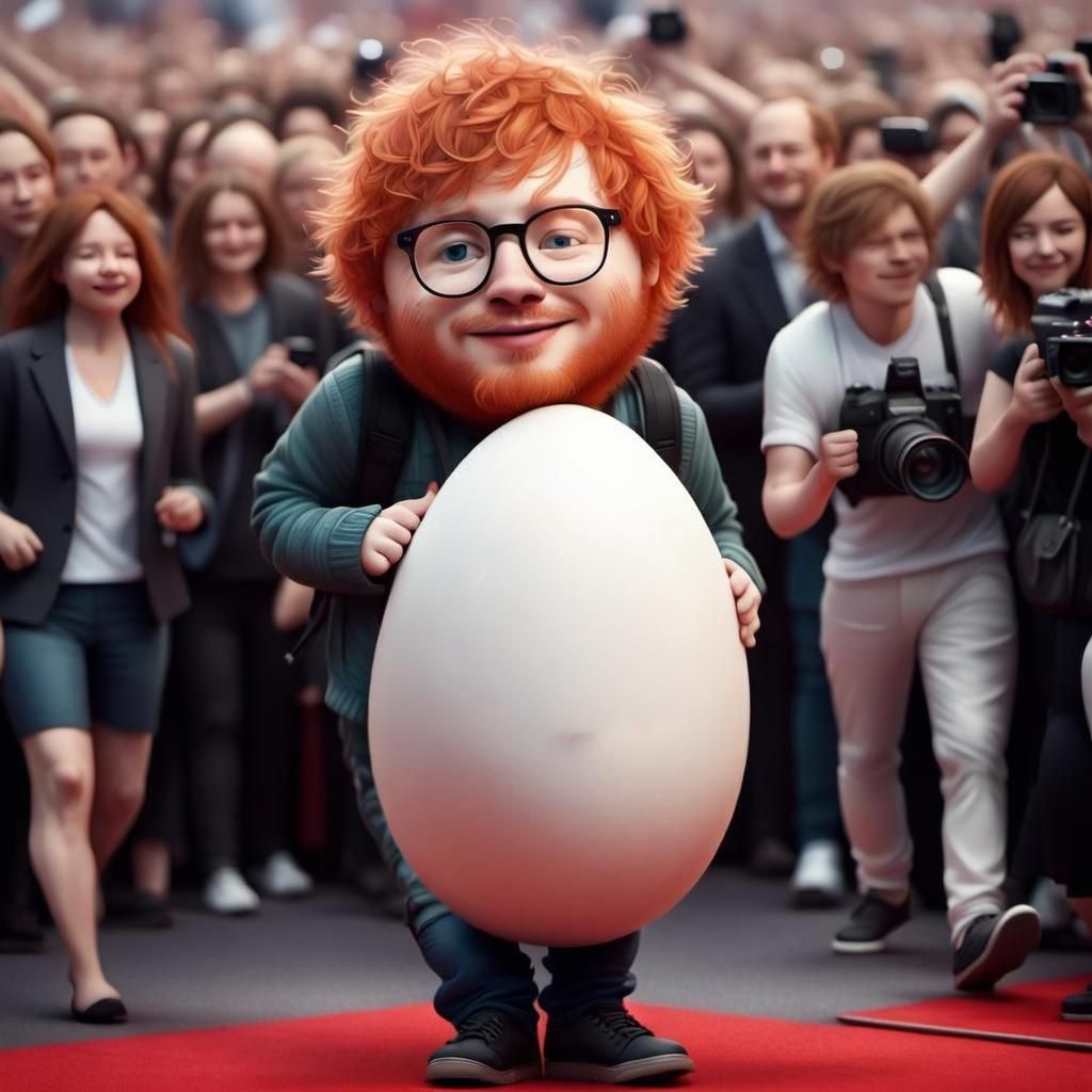 Ed Sheeran and the Giant Egg on Red Carpet