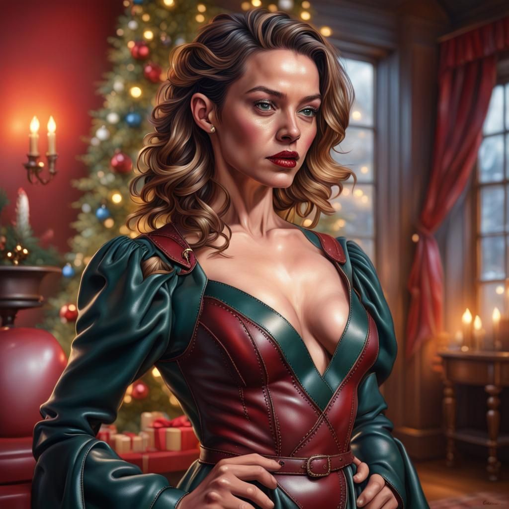 Robyn Dominique in Leather Gown: Hyperrealistic Christmas Ar...