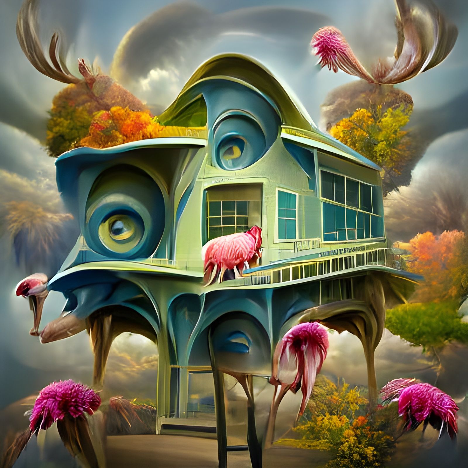 Surreal Psychedelic House in Lowbrow Style