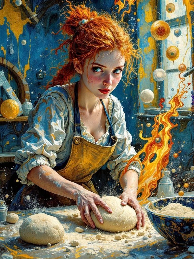 Surreal Baker with Flour: Van Gogh and Dalí Blend