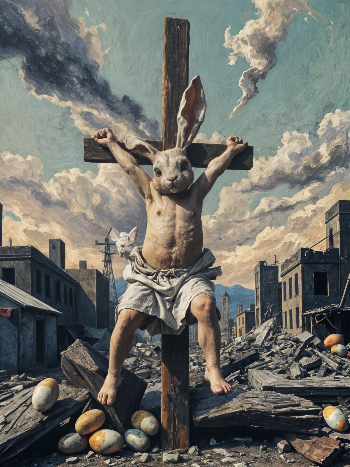Bunnies Crucified in a Desolate Retro Future