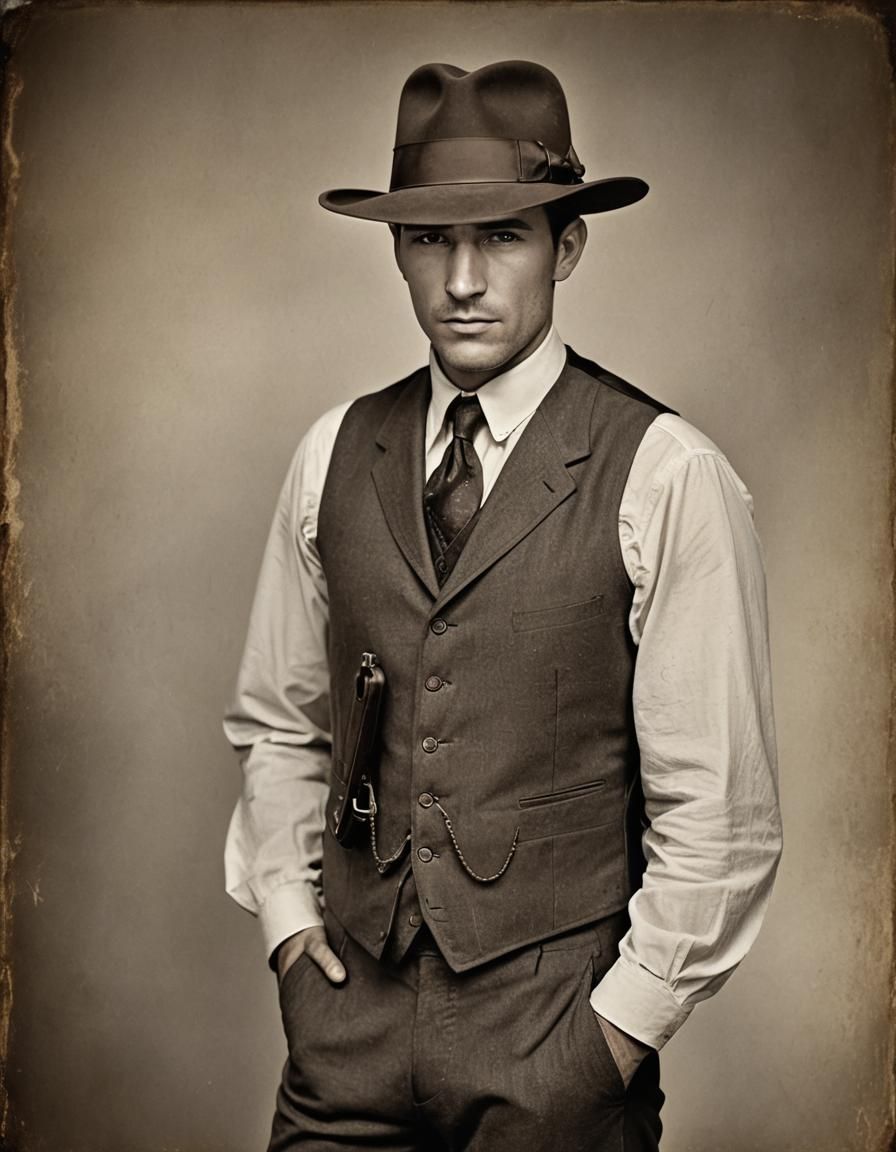 1920s Treasury Agent with Colt 1911, Sepia Tone