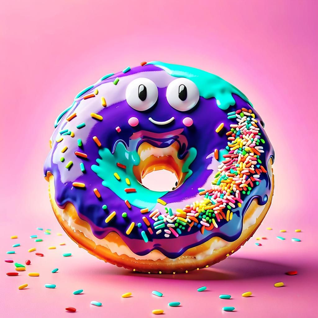 Happy Donut with Sprinkles in Digital Art