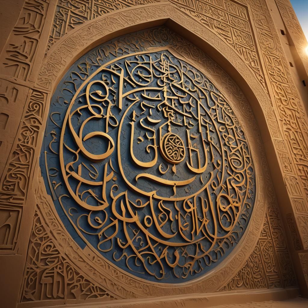 Golden Islamic Calligraphy in Ancient Desert City