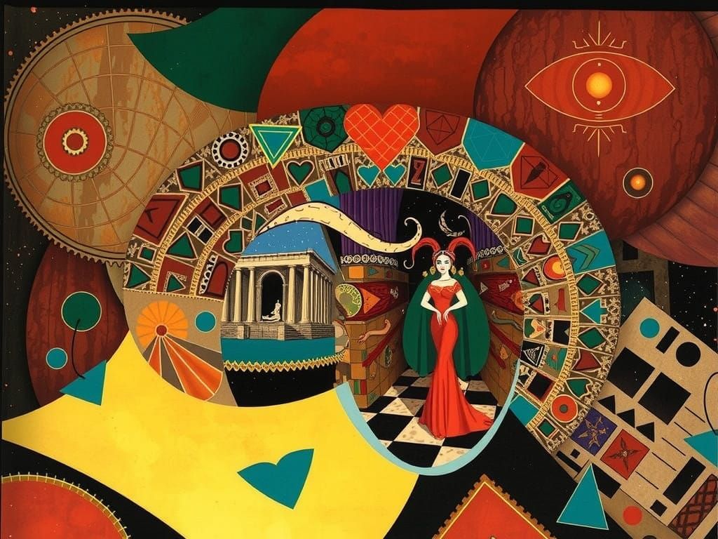 Majestic Harlequin Medusa at the Acropolis in Baroque Style