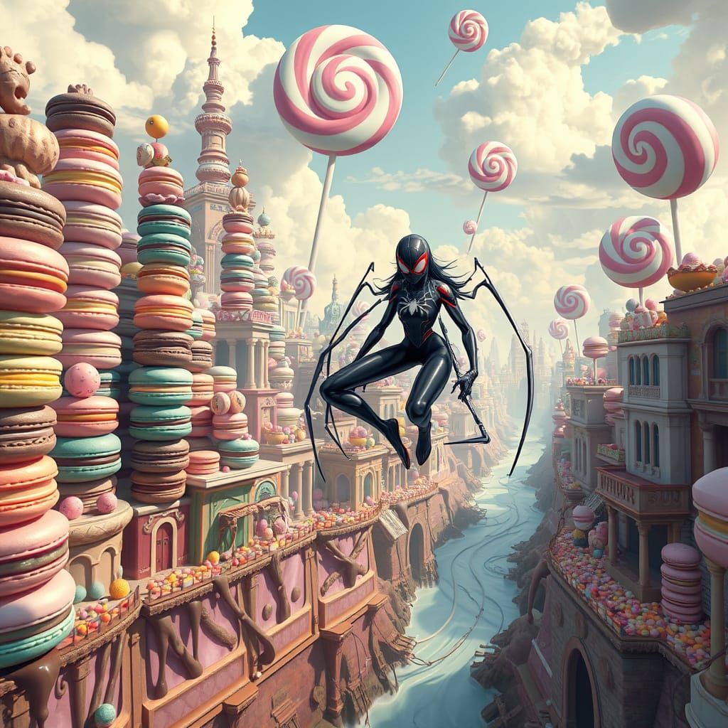 Surreal Candy Cityscape in Dadaism Style
