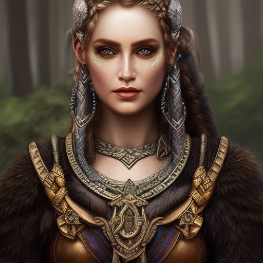 Hyperdetailed Viking Goddess Portrait on Artstation