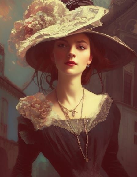 Victorian Woman in Lisbon, Detailed Portrait
