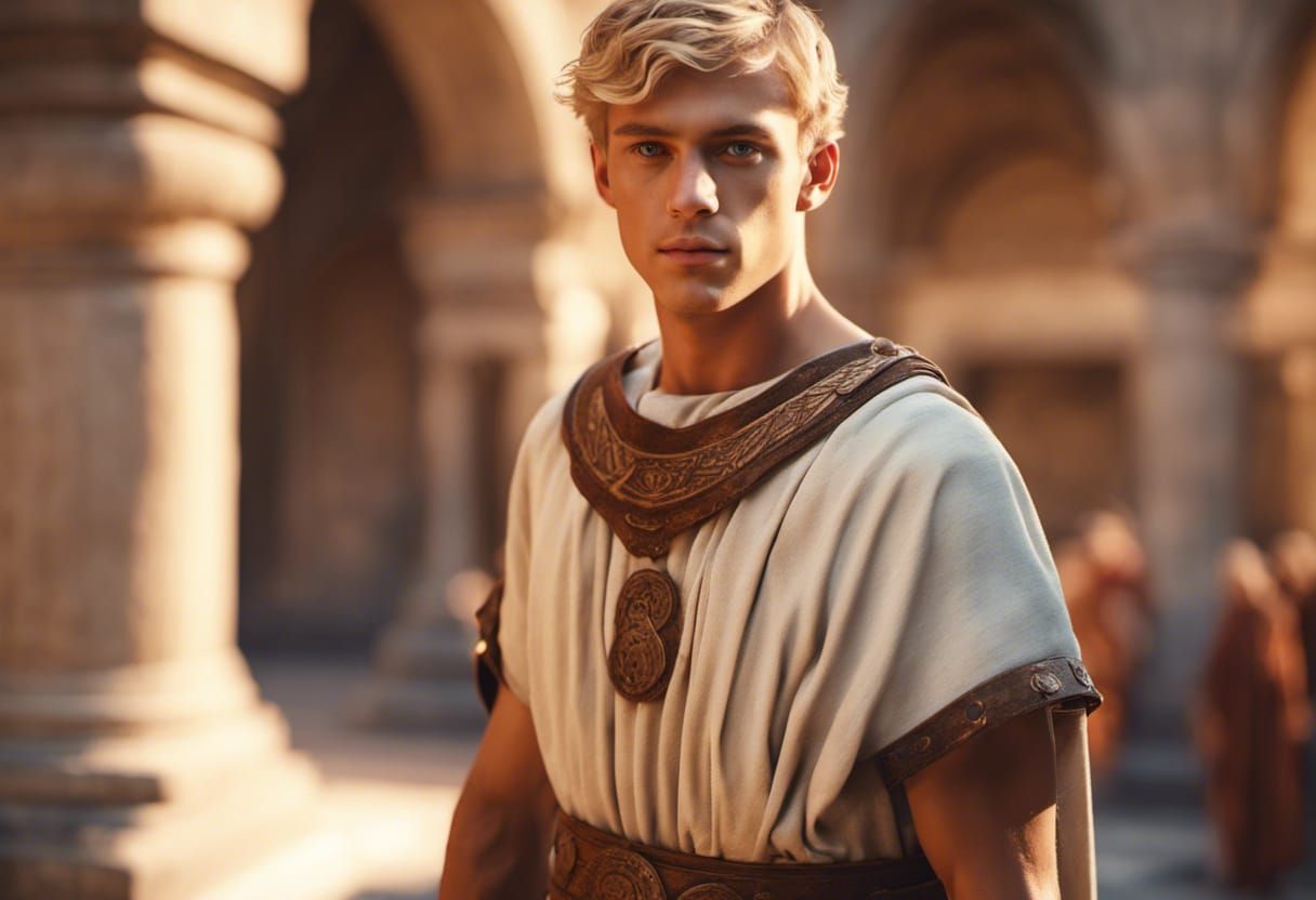 Teen in Roman Tunic: Detailed Matte Painting