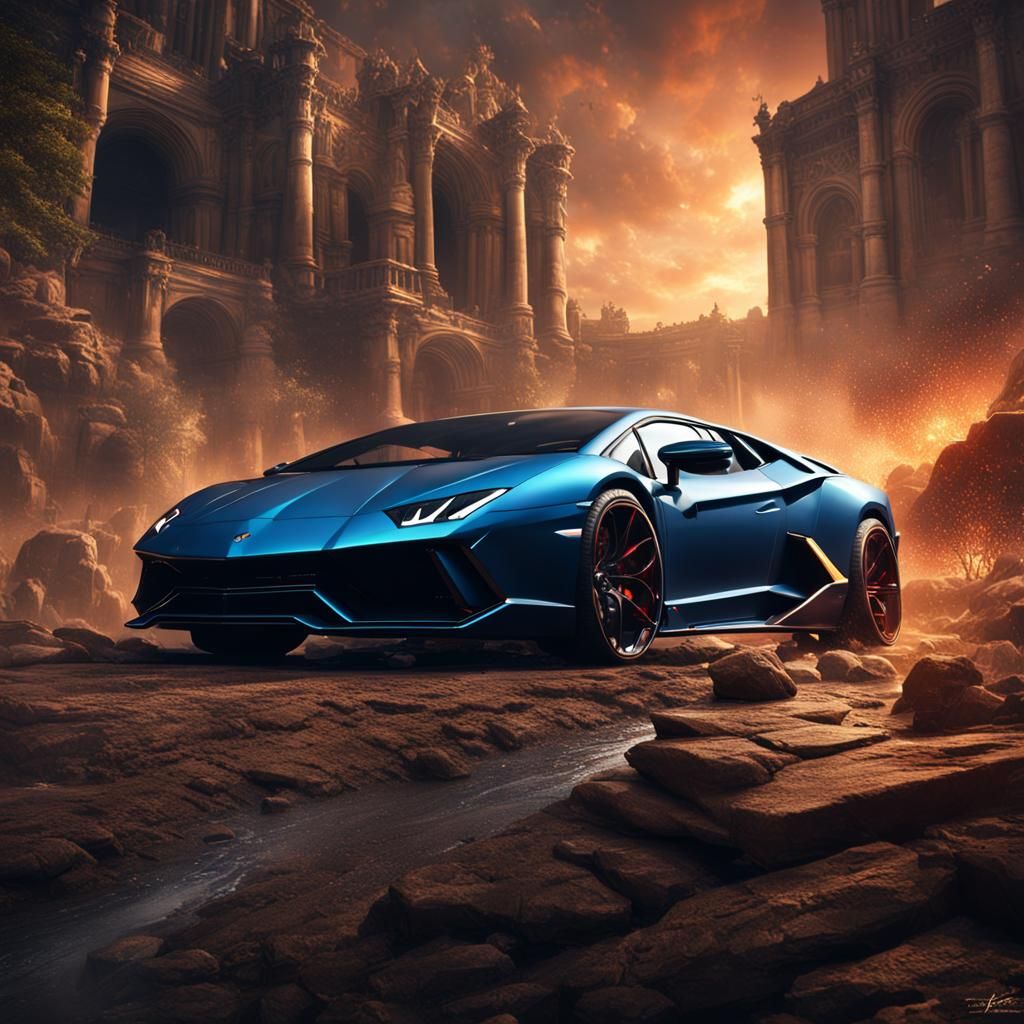 Roman Reigns on Lamborghini: Detailed Matte Painting