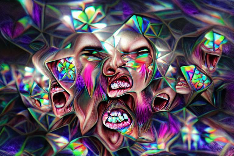 Holographic Iridescent Neon Cosmic Display in 3D