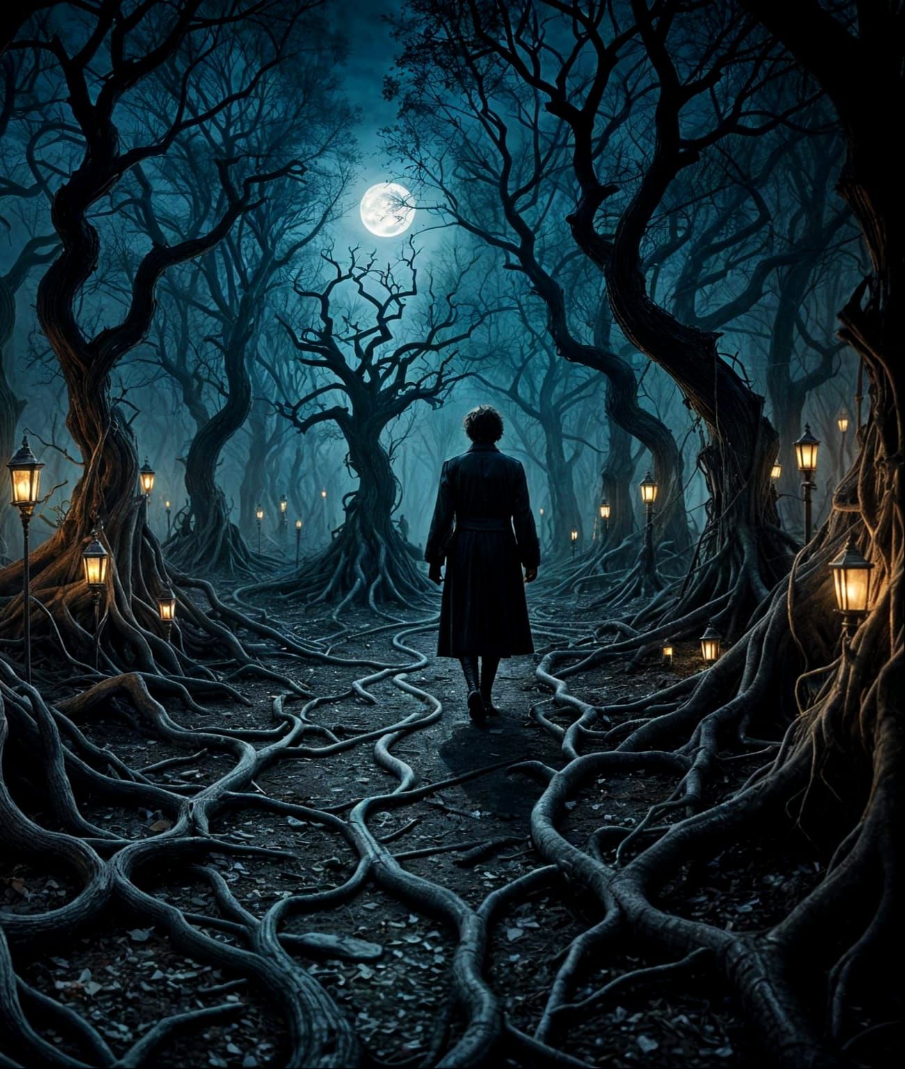 Eerie Gothic Road in Tim Burton Style