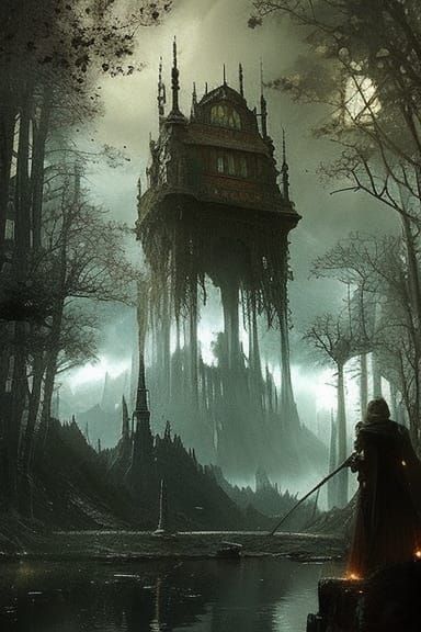 Dark Fantasy Warrior: Digital Illustration in Anime Style