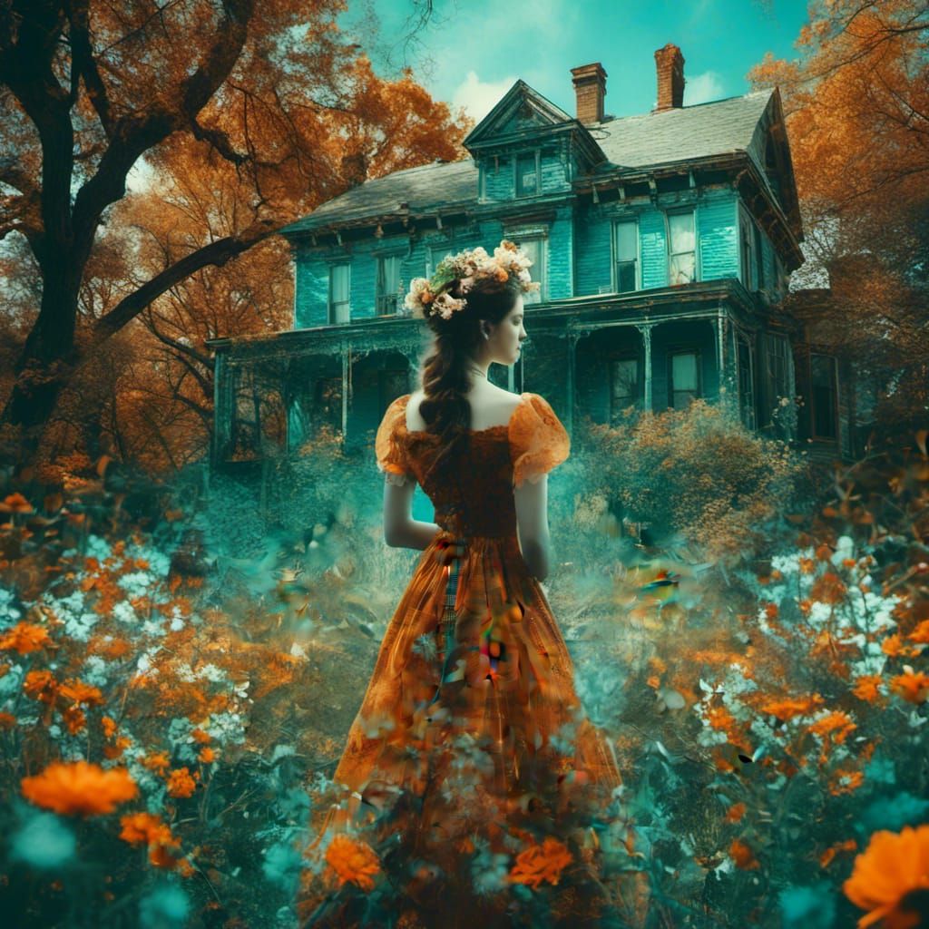 Victorian Lady Double Exposure Photograph in Ultra HD