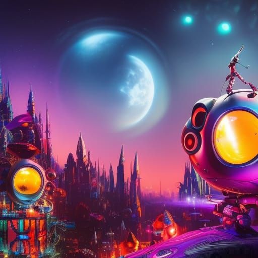 Obese Alien Cat in Spacesuit, Digital Art