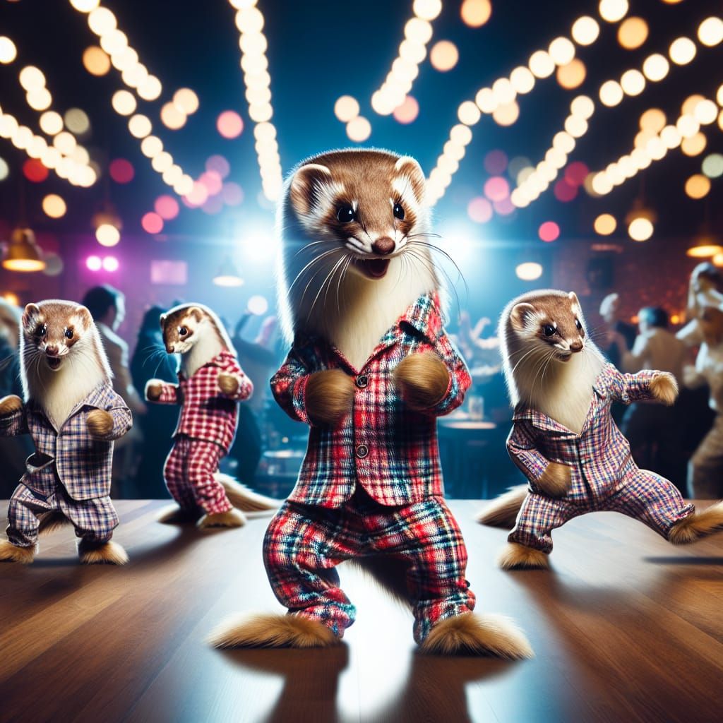 Big Furry Weasels in Plaid Pajamas Boogeying Down At the Dis...
