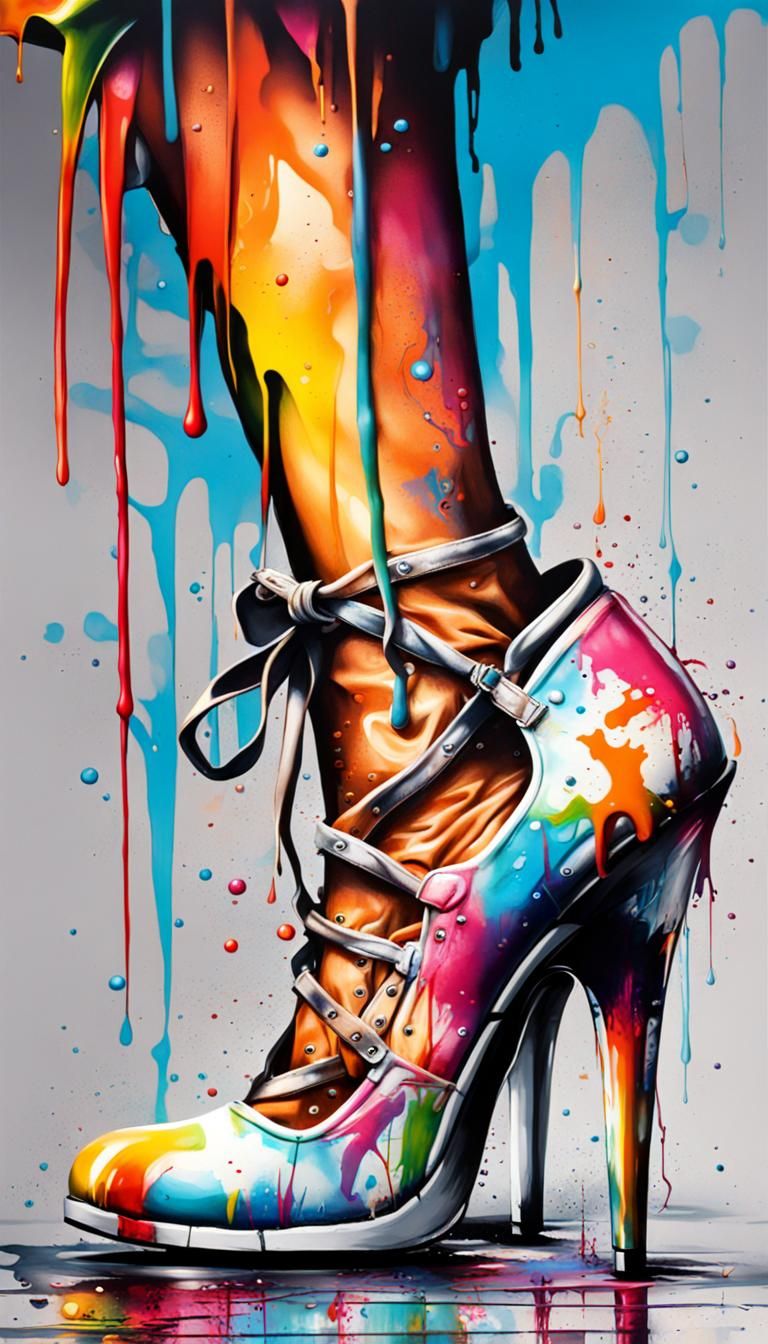 High Heel Shoes in Graffiti Splash Art Style