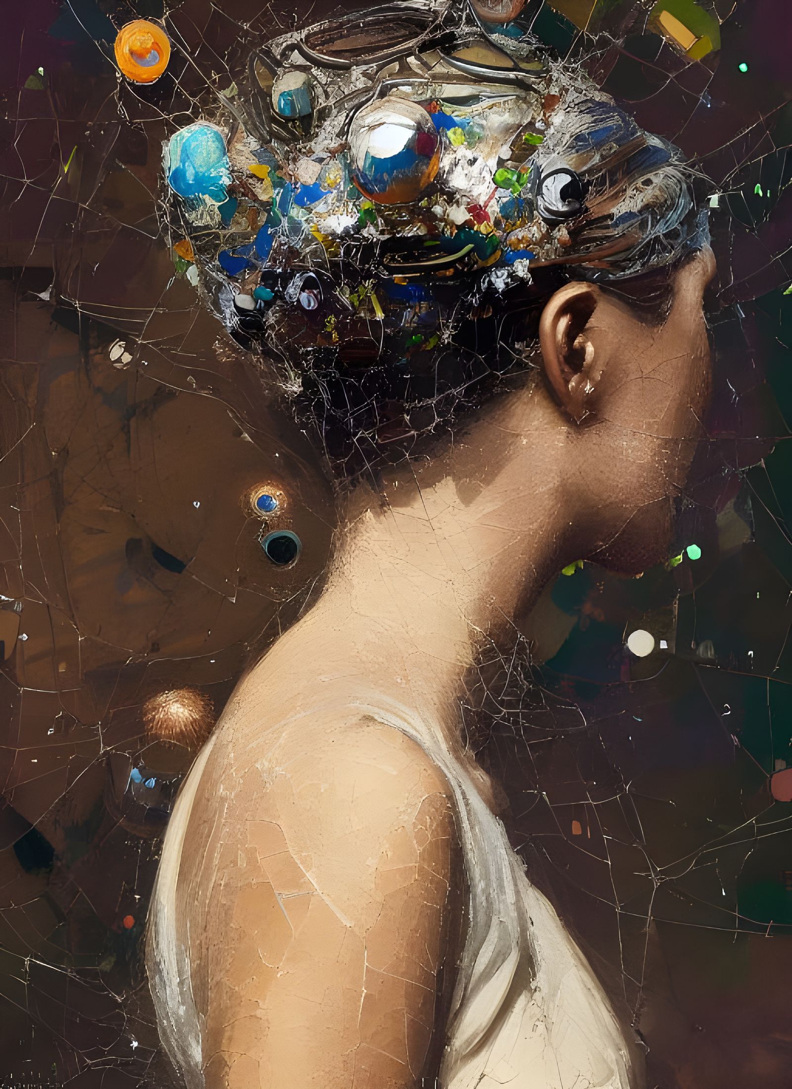 Woman in Spiderwebs: Hyperrealistic Maximalist Portrait