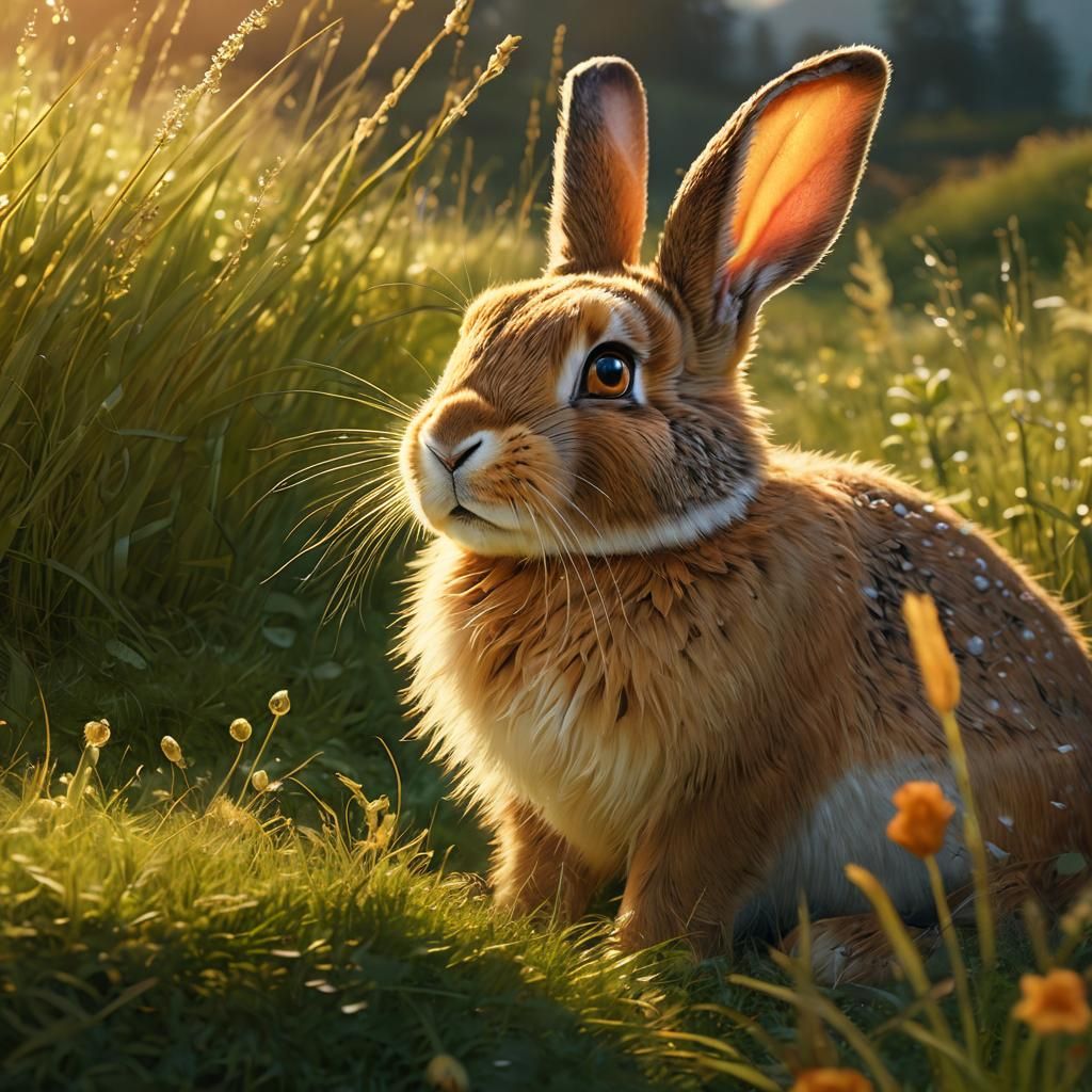 Rabbit in Meadow: Whimsical Concept Art