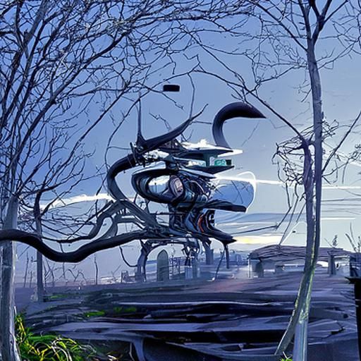 Intricate Treehouse Matte Painting in Biopunk Style