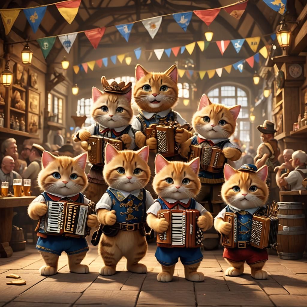 Kittens Celebrate Oktoberfest in Pixar Style