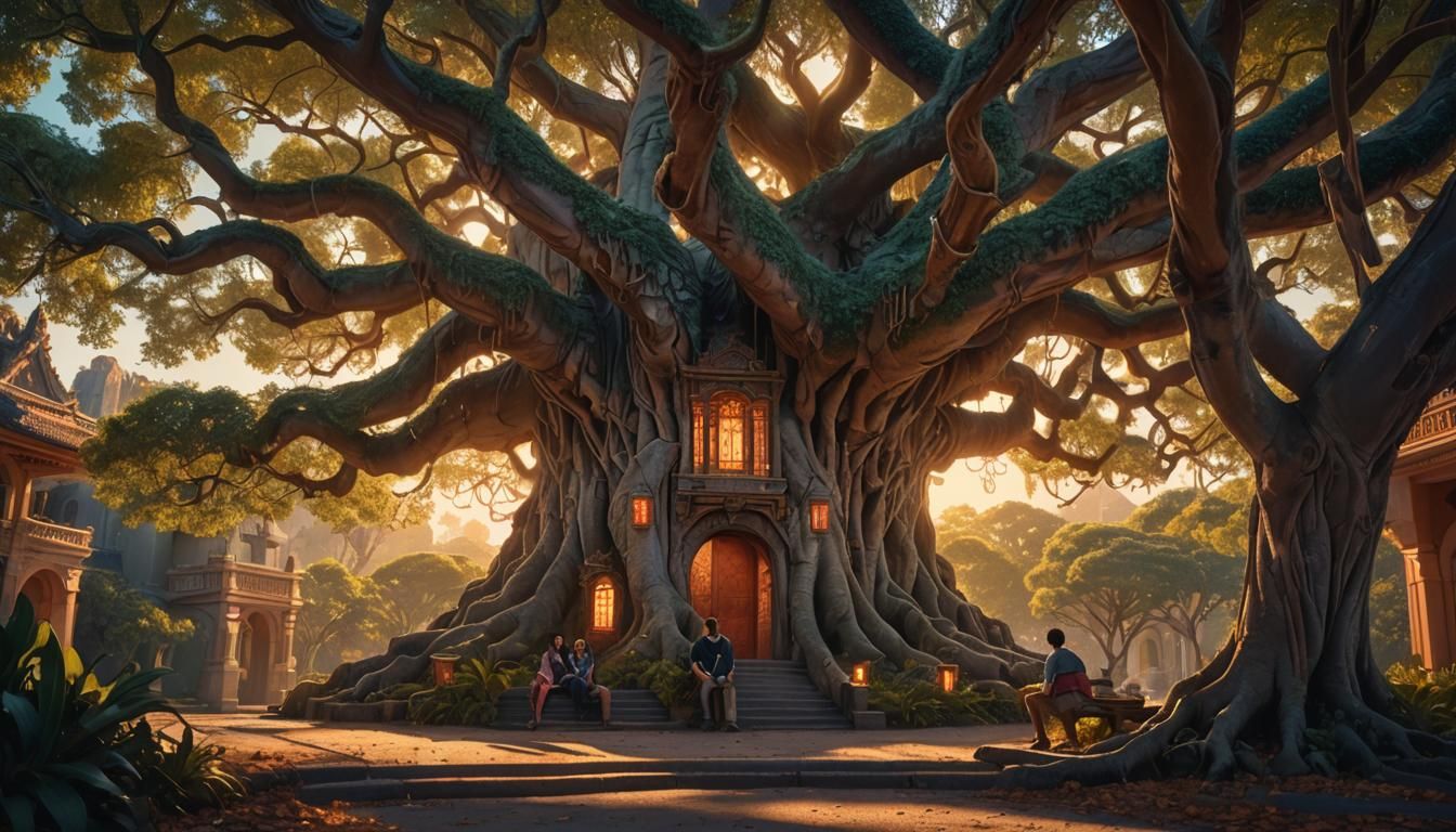 Mansion with Glowing Symbol: Matte Painting