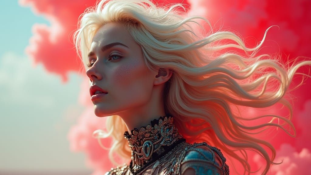 Platinum Blonde Portrait in Hypermodern Style