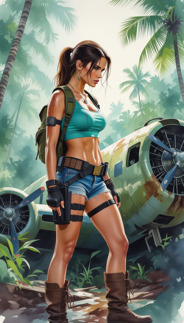 Lara Croft and Crashed Bomber as Movie Poster
