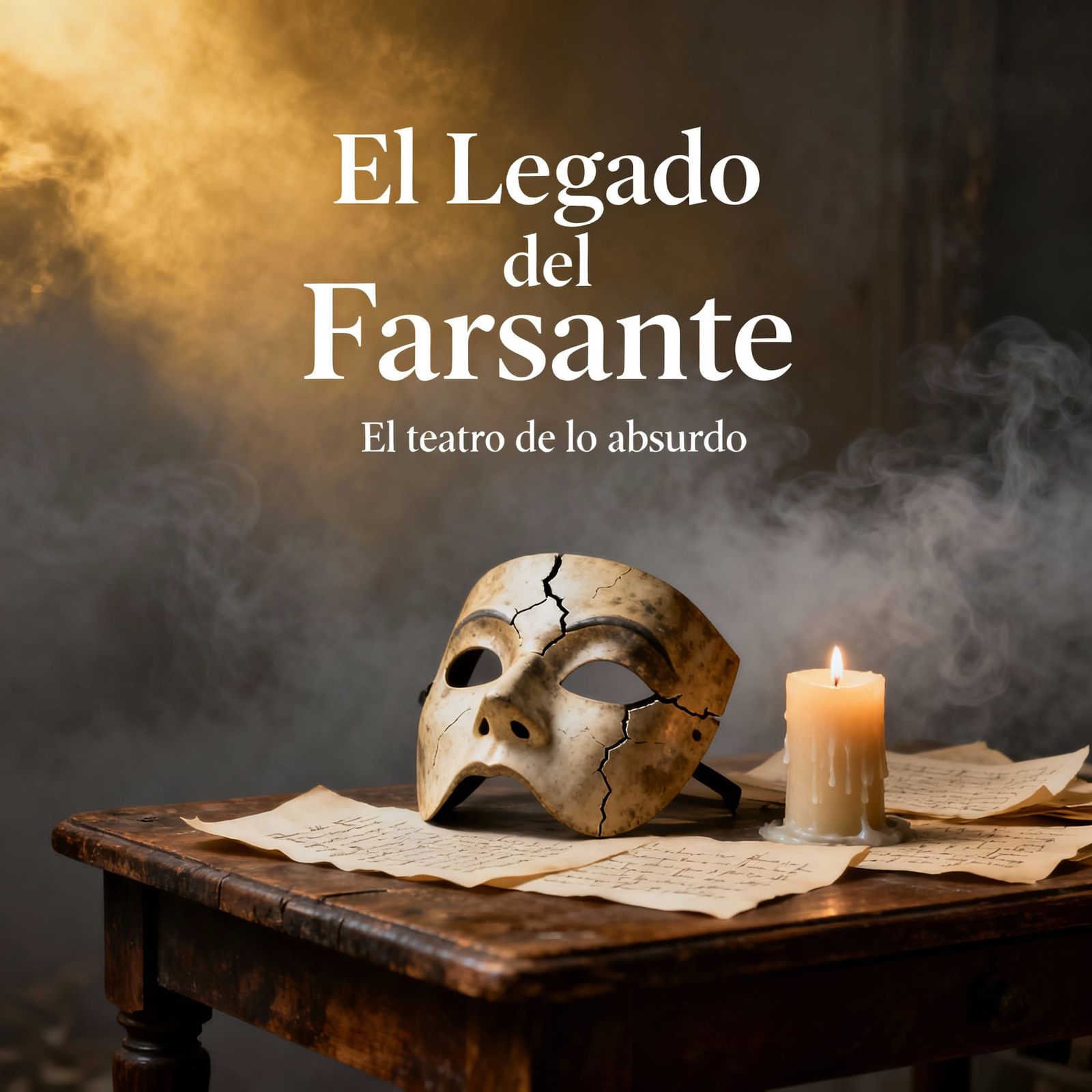 Literary Novel Cover: Cracked Mask & Candle