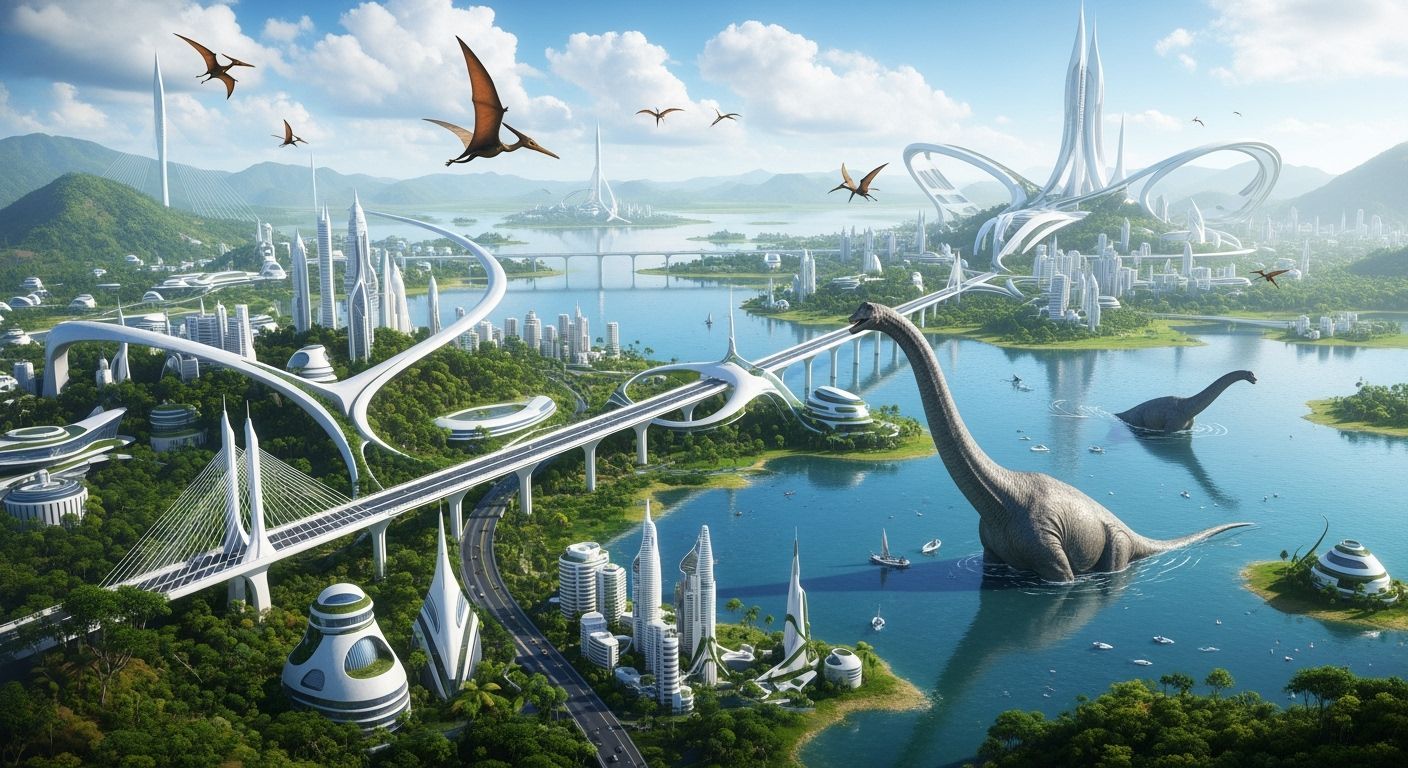 Lush Futuristic City on Aquatic Planet in Sci-Fi Style