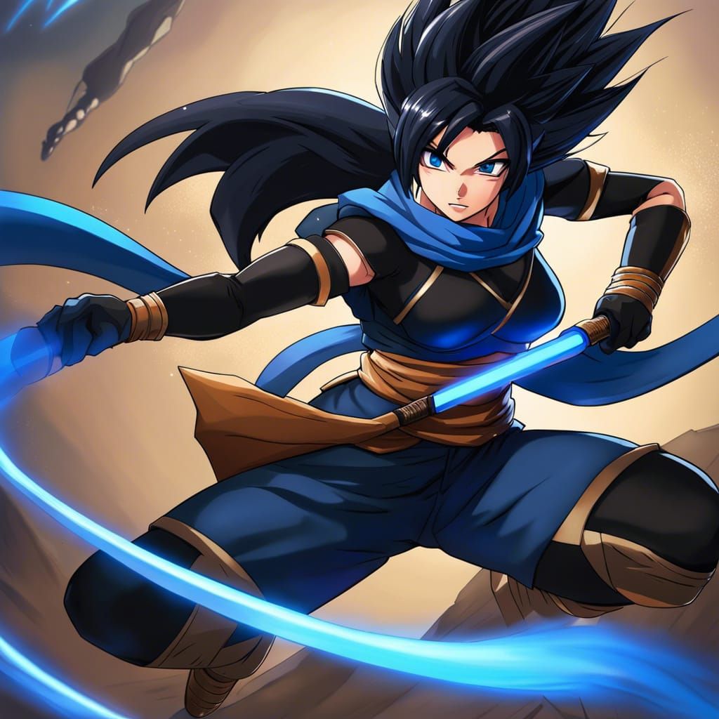 Female Saiyan Warrior Training in Anime Style