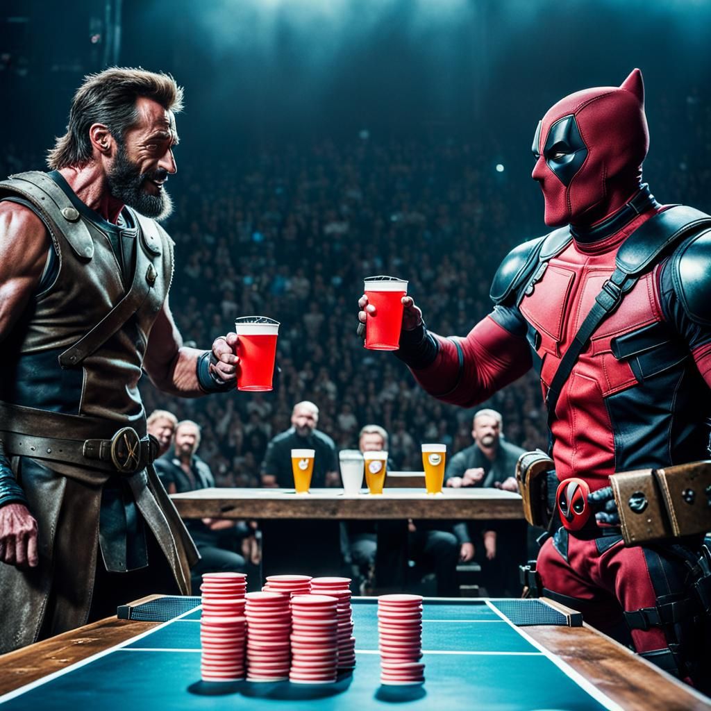 Wolverine and Deadpool Play Beer Pong with Vikings