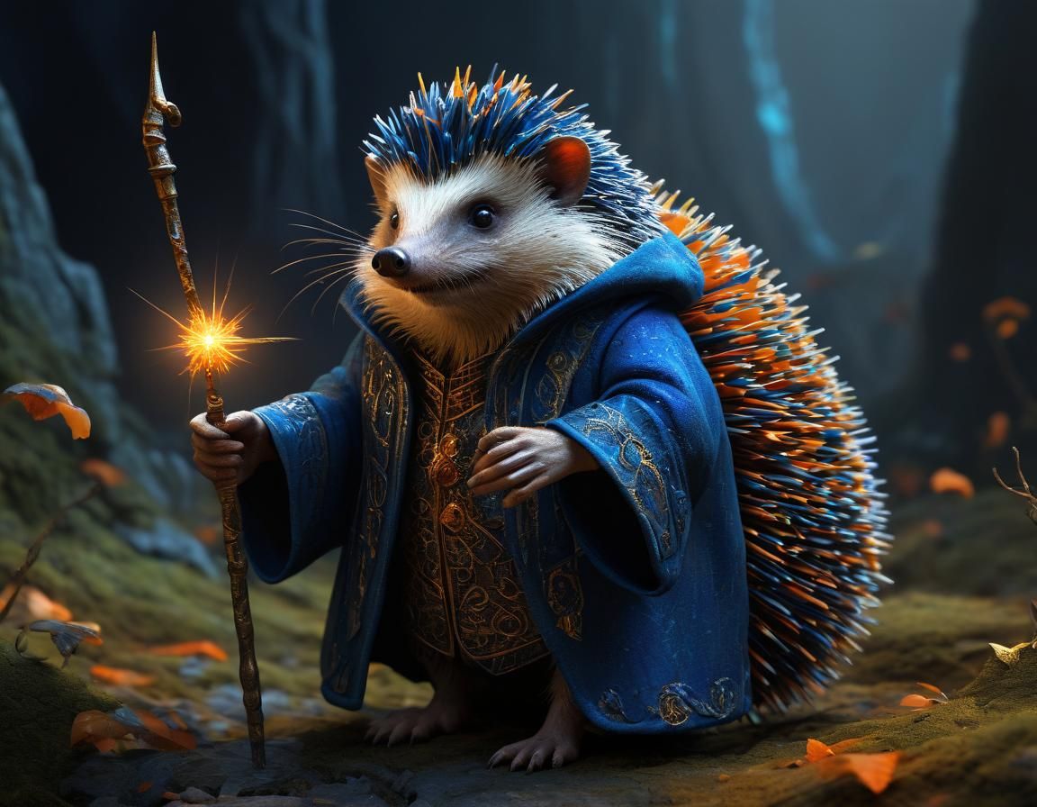 Hedgehog Wizard Concept Art in Matte Painting Style