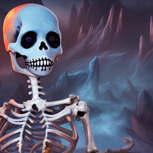 Skeleton with Blue Eye: Fantasy Concept Art