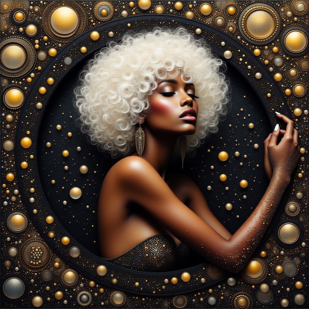 Afrofuturist Woman with Iridescent Circles