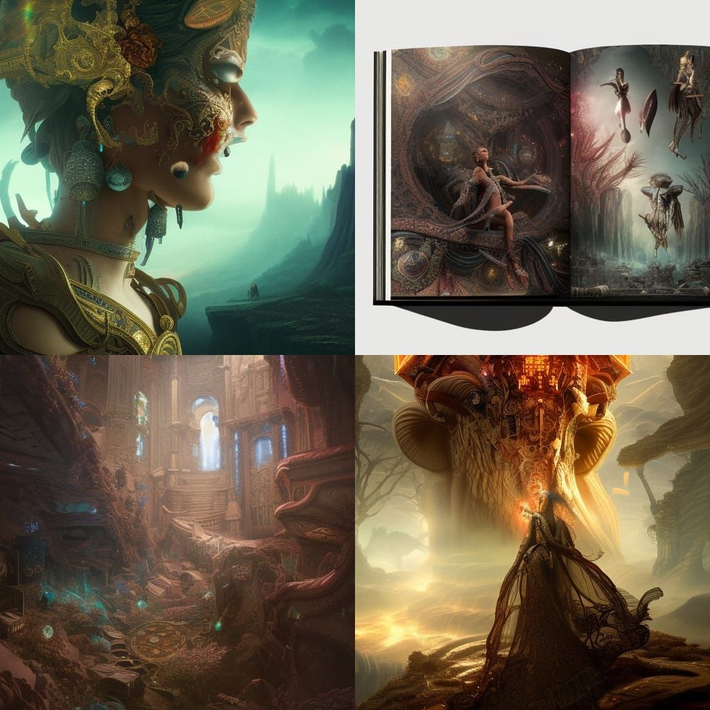 Epic 3D Book Portal in Digital Painting Style
