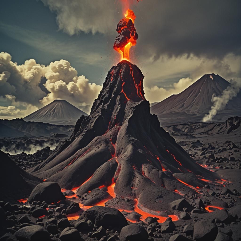 Volcano Lava Lamp: Cinematic Film Still