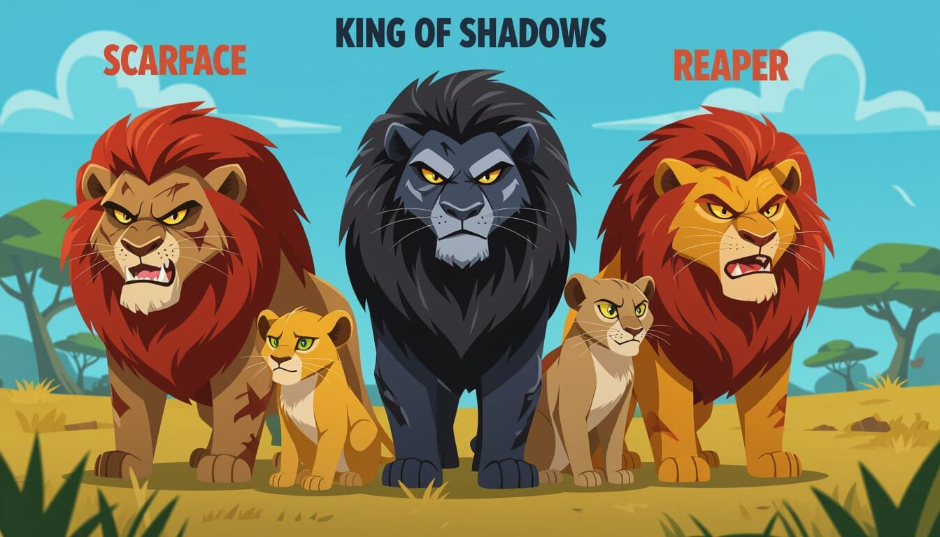 Five Aggressive Lions with Unique Characters