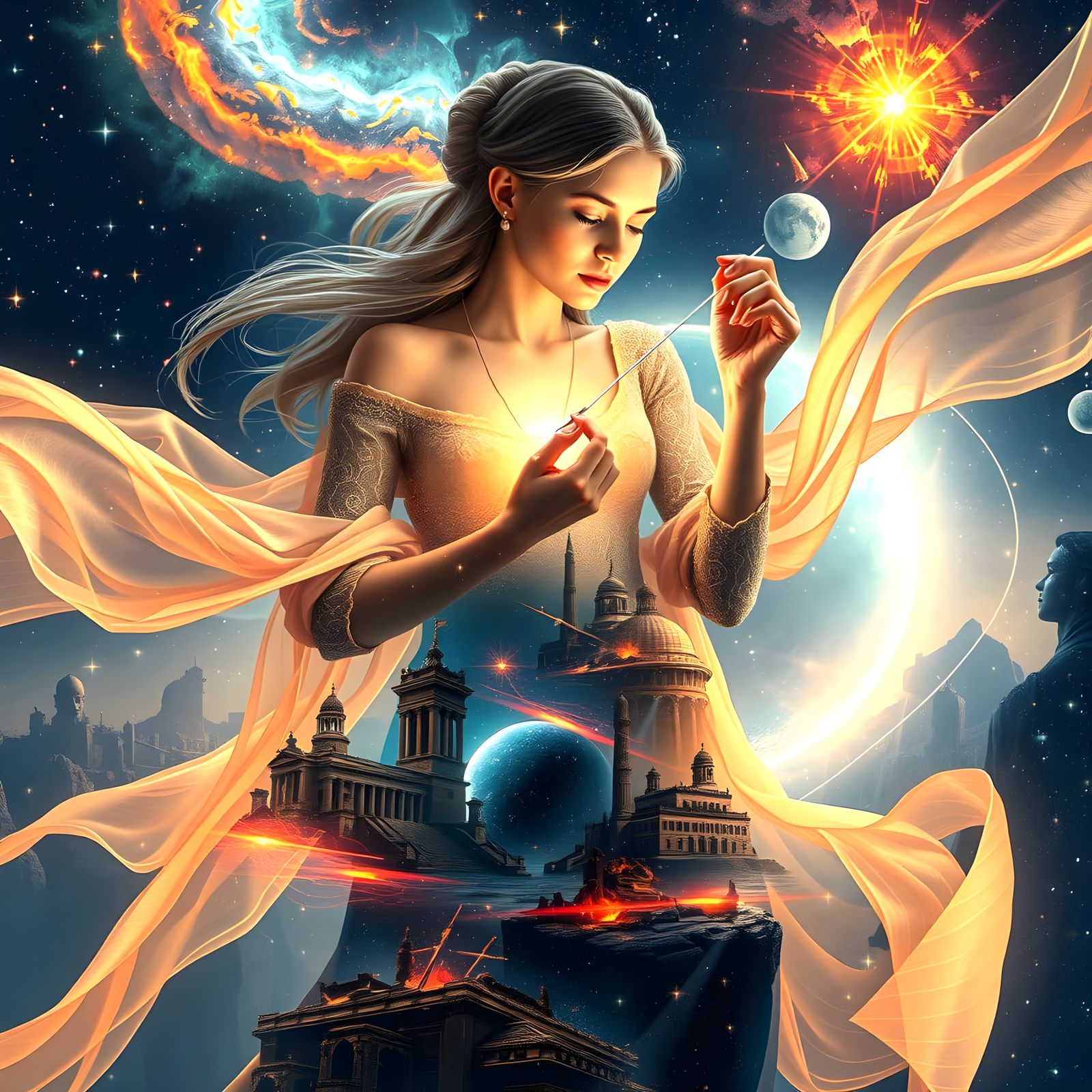 Quantum threads of eternal glow, the seams of existence ever...