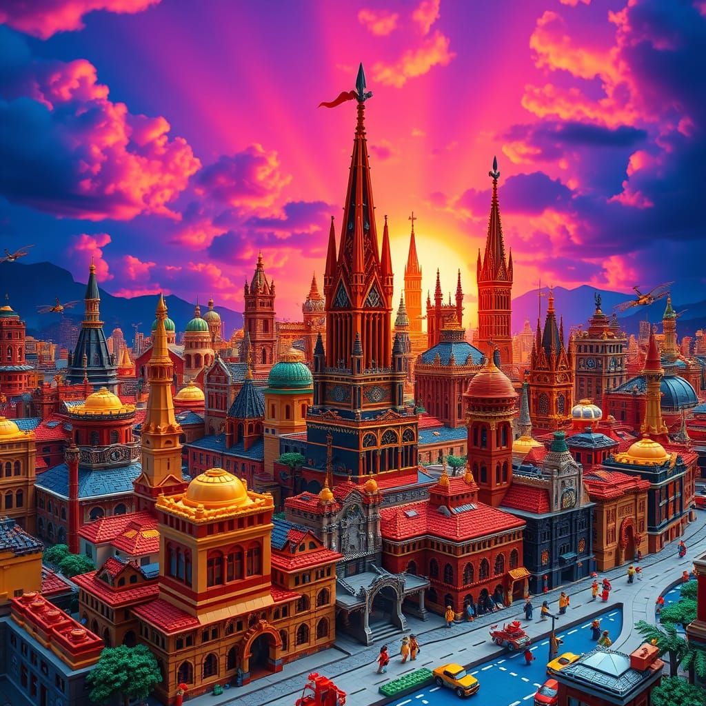 Vibrant Lego Metropolis in Unreal Engine 5 Style