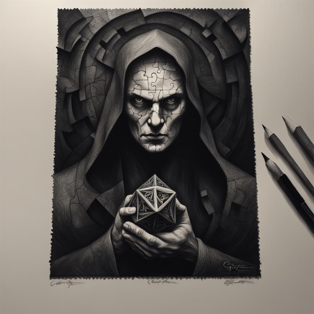 Mysterious Charcoal Enigma Drawing