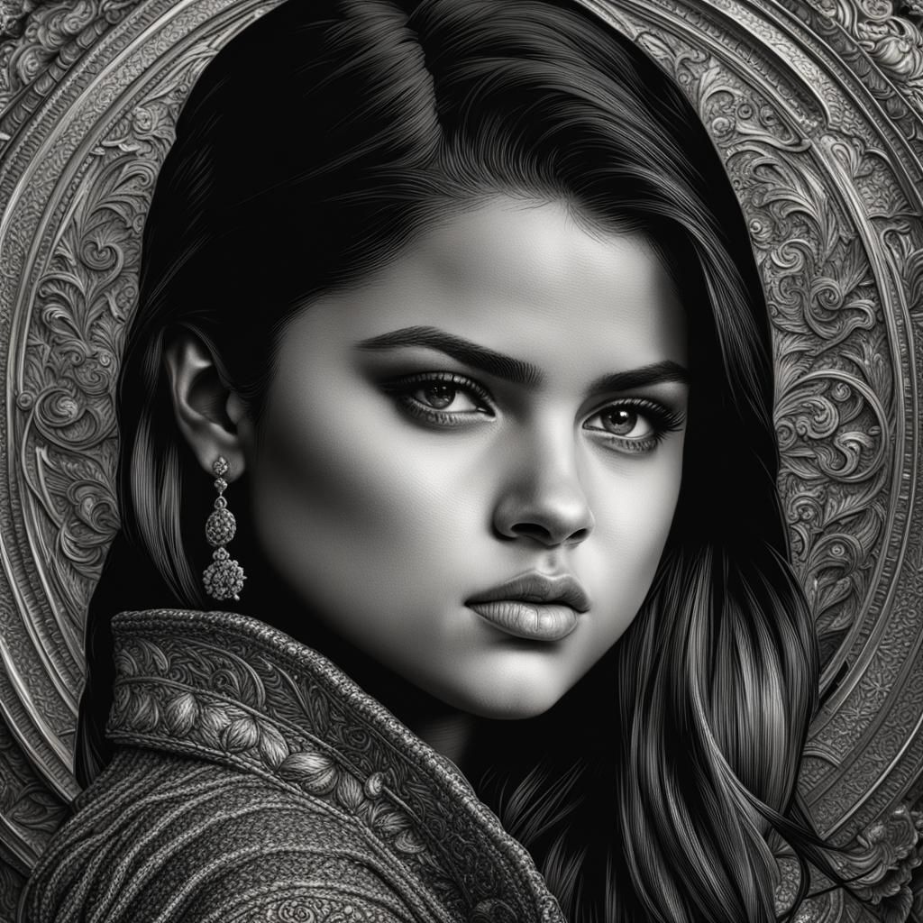 Hyperrealistic Portrait of Selena Gomez in HDR