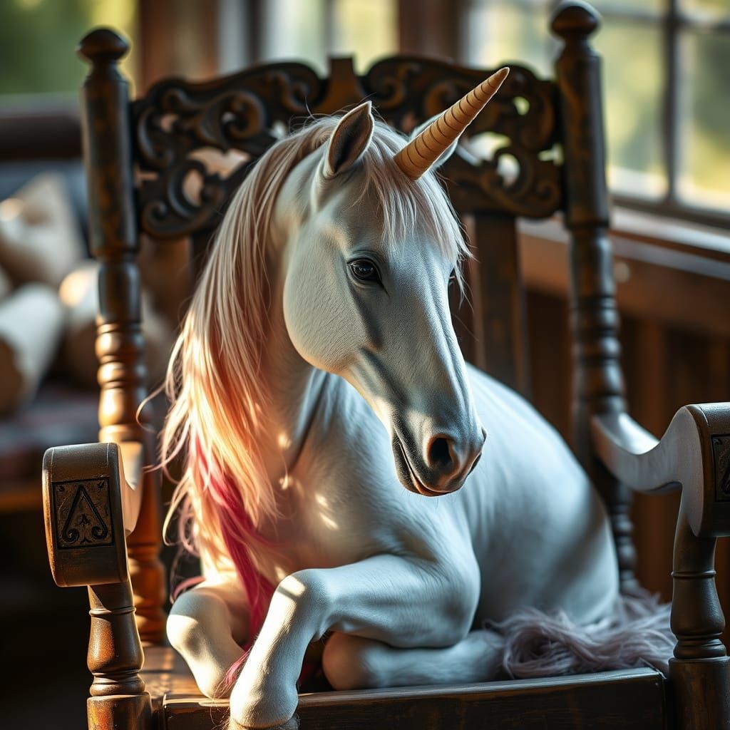Surreal Unicorn in Serene Wooden Setting