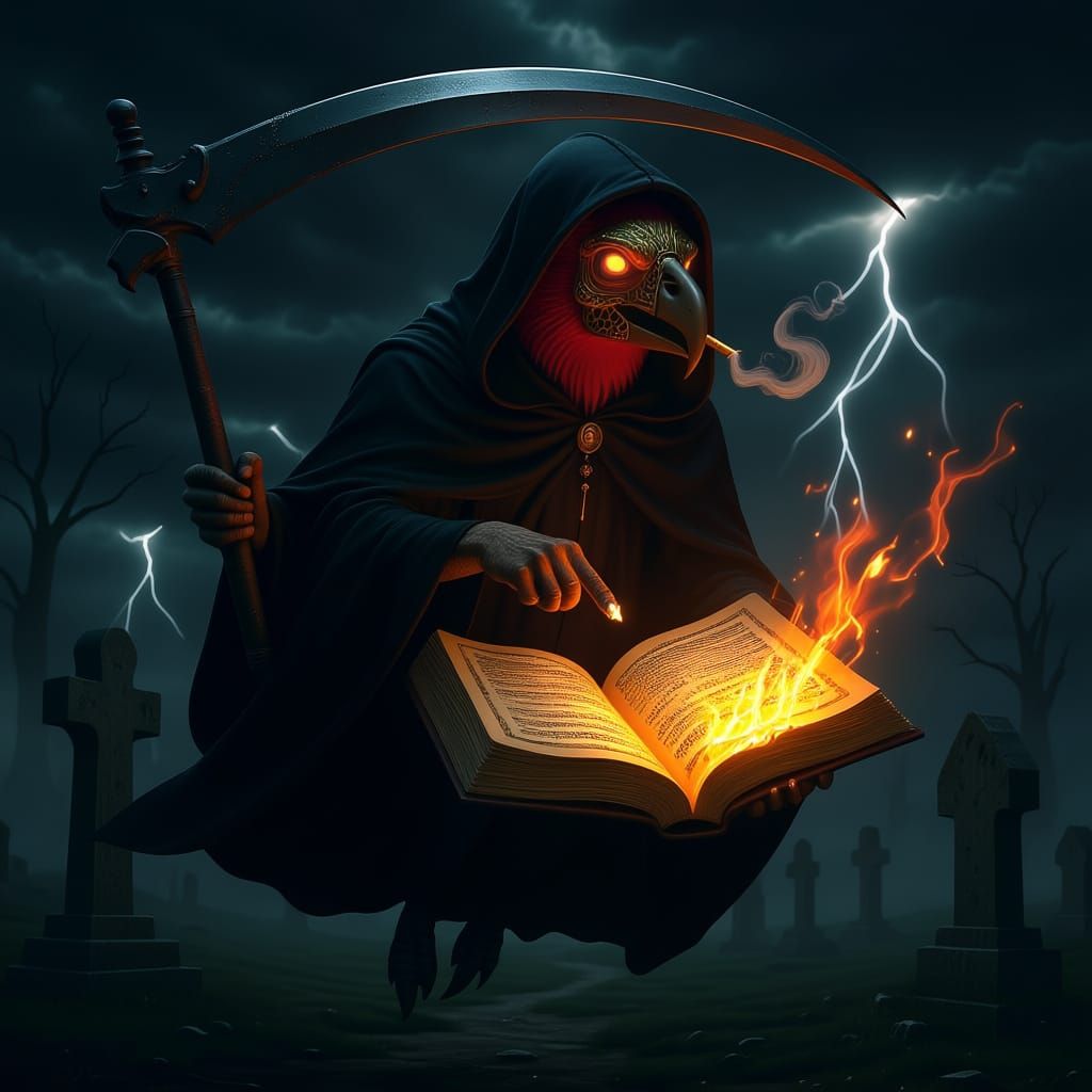 Grim Reaper Offers Smoldering Book in Dystopian Thunderstorm