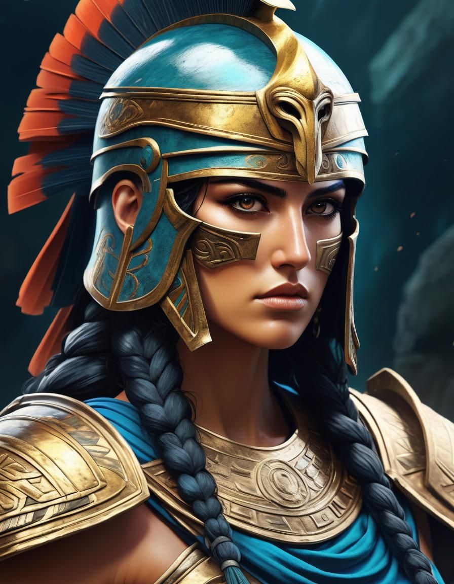 Alluring Greek Amazon Warrior in Anime Style