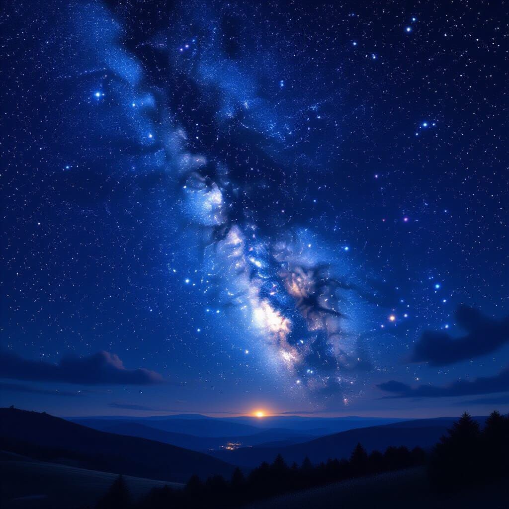 Majestic Night Sky with Sparkling Stars and Milky Way