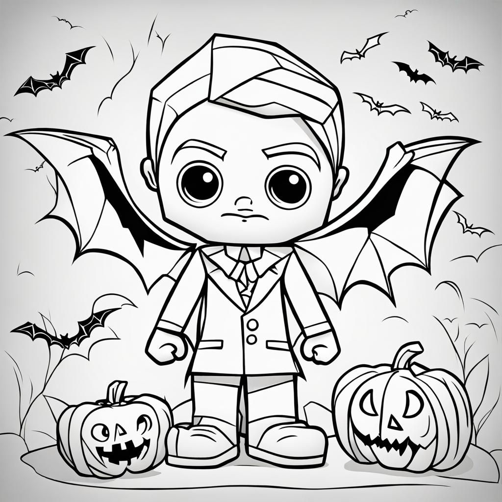 Cute Frankenstein Halloween Coloring Page in Sketch Style