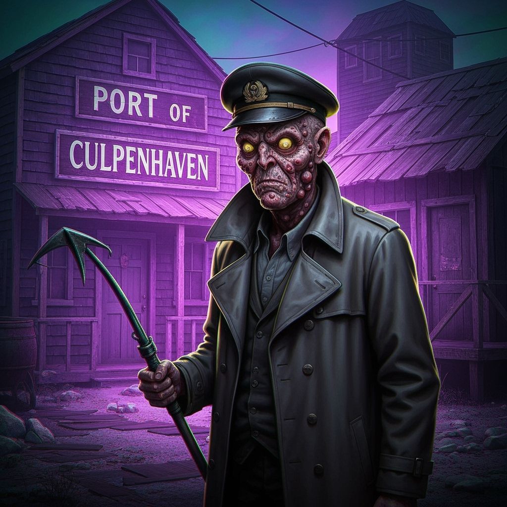 Glitch Hologram of Grimy Port in Synthwave Style