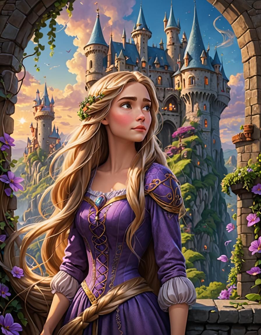 Rapunzel Fantasy: Beautiful Lady with Long Hair